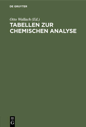 Wallach |  Tabellen zur chemischen Analyse | eBook | Sack Fachmedien