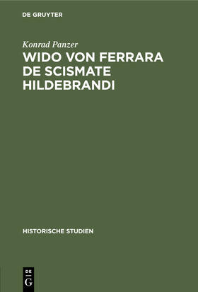 Panzer |  Wido von Ferrara De Scismate Hildebrandi | Buch |  Sack Fachmedien