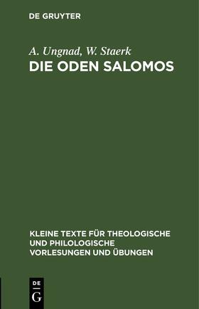 Staerk / Ungnad |  Die Oden Salomos | Buch |  Sack Fachmedien