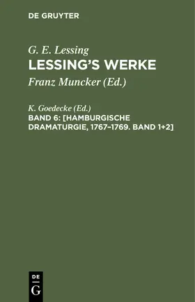 Goedecke |  [Hamburgische Dramaturgie, 1767¿1769. Band 1+2] | Buch |  Sack Fachmedien