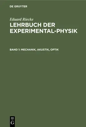 Riecke |  Mechanik, Akustik, Optik | Buch |  Sack Fachmedien