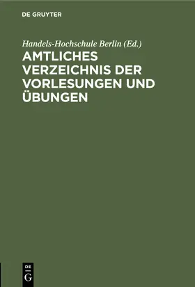  Amtliches Verzeichnis der Vorlesungen und Übungen | eBook | Sack Fachmedien