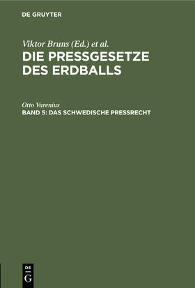 Varenius |  Das schwedische Preßrecht | eBook | Sack Fachmedien