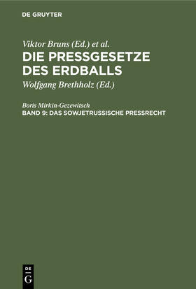 Mirkin-Gezewitsch / Brethholz |  Das sowjetrussische Preßrecht | Buch |  Sack Fachmedien