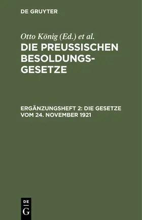 Erythropel / König |  Die Gesetze vom 24. November 1921 | Buch |  Sack Fachmedien