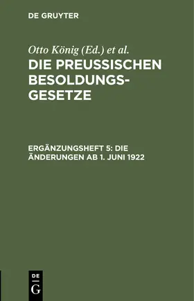 Erythropel / König |  Die Änderungen ab 1. Juni 1922 | Buch |  Sack Fachmedien