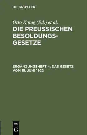 Erythropel / König |  Das Gesetz vom 15. Juni 1922 | Buch |  Sack Fachmedien