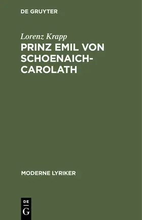 Krapp |  Prinz Emil von Schoenaich-Carolath | Buch |  Sack Fachmedien