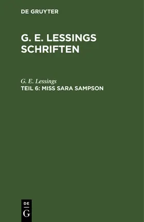  Miss Sara Sampson | eBook | Sack Fachmedien