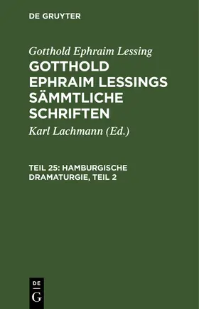 Lachmann / Lessing |  Hamburgische Dramaturgie, Teil 2 | eBook | Sack Fachmedien