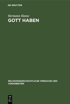 Hanse |  Gott Haben | eBook | Sack Fachmedien