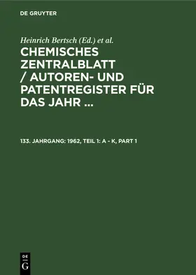  1962, Teil 1: A - K | Buch |  Sack Fachmedien