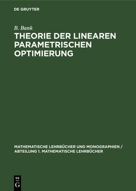 No¿i¿ka / Nožicka / Bank |  Theorie der linearen parametrischen Optimierung | Buch |  Sack Fachmedien