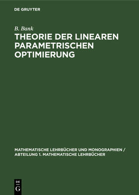 Nožicka / Nožicka / Nozicka |  Theorie der linearen parametrischen Optimierung | eBook | Sack Fachmedien