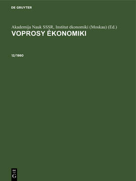 Akademija Nauk SSSR, Institut ekonomiki (Moskau) / Akademija Nauk SSSR, Institut ekonomiki (Moskau) |  Dekabr' | eBook | Sack Fachmedien