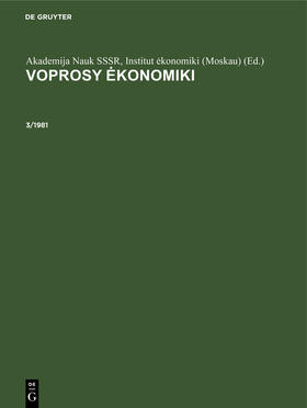 Akademija Nauk SSSR, Institut ekonomiki (Moskau) / Akademija Nauk SSSR, Institut ekonomiki (Moskau) |  Marty | eBook | Sack Fachmedien