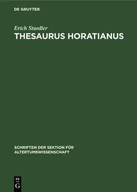 Staedler |  Thesaurus Horatianus | Buch |  Sack Fachmedien