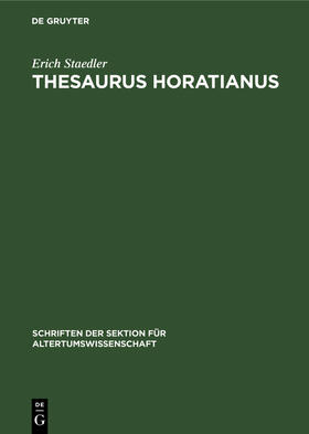 Staedler |  Thesaurus Horatianus | eBook | Sack Fachmedien