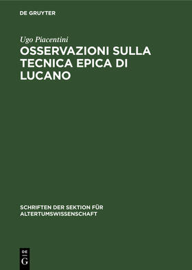 Piacentini |  Osservazioni sulla tecnica epica di Lucano | eBook | Sack Fachmedien
