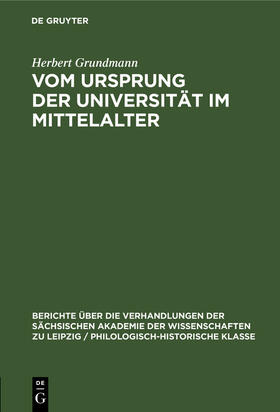 Grundmann |  Vom Ursprung der Universität im Mittelalter | Buch |  Sack Fachmedien