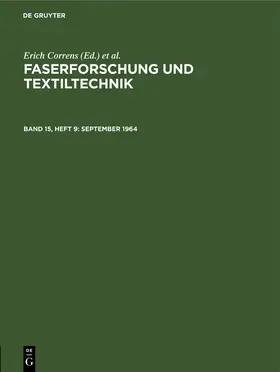 Correns / Böhringer / Frenzel | September 1964 | Buch | 978-3-11-248891-1 | sack.de