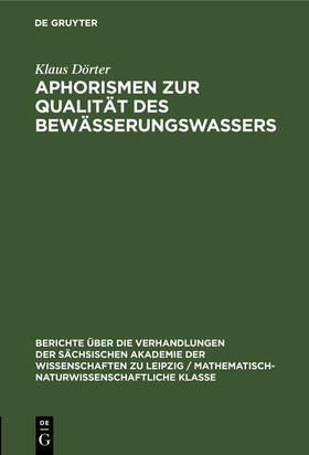 Dörter |  Aphorismen zur Qualität des Bewässerungswassers | Buch |  Sack Fachmedien