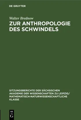 Brednow |  Zur Anthropologie des Schwindels | Buch |  Sack Fachmedien