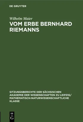 Maier |  Vom Erbe Bernhard Riemanns | eBook | Sack Fachmedien