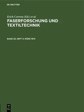 Correns / Böhringer / Frenzel |  März 1974 | Buch |  Sack Fachmedien