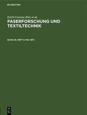 Correns / Böhringer / Frenzel |  Mai 1974 | Buch |  Sack Fachmedien