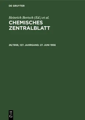 Bertsch / Pflücke / Klemm |  27. Juni 1956 | Buch |  Sack Fachmedien