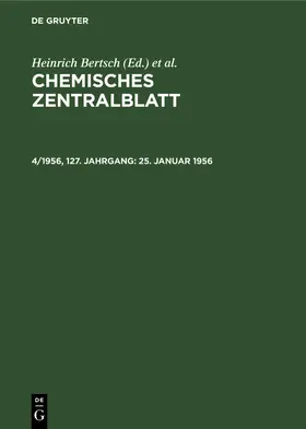 Bertsch / Pflücke / Klemm |  25. Januar 1956 | Buch |  Sack Fachmedien