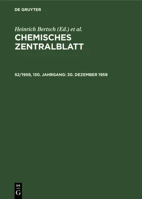 Bertsch / Pflücke / Klemm |  30. Dezember 1959 | Buch |  Sack Fachmedien