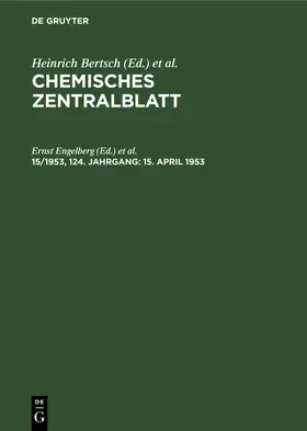 Bertsch / Pflücke / Klemm |  15. April 1953 | Buch |  Sack Fachmedien