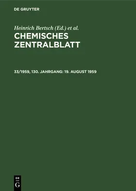 Bertsch / Pflücke / Klemm |  19. August 1959 | Buch |  Sack Fachmedien