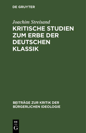 Streisand |  Kritische Studien zum Erbe der deutschen Klassik | Buch |  Sack Fachmedien