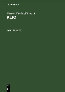 Günther / Hartke / Seyfarth |  Klio. Band 59, Heft 1 | Buch |  Sack Fachmedien