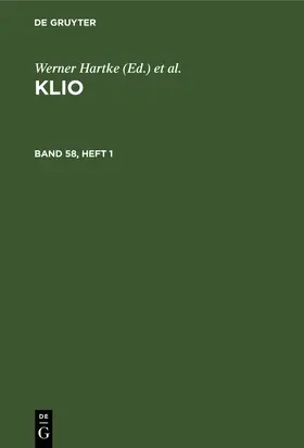 Günther / Hartke / Seyfarth |  Klio. Band 58, Heft 1 | Buch |  Sack Fachmedien