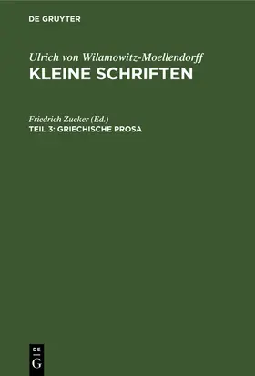 Zucker |  Griechische Prosa | Buch |  Sack Fachmedien