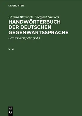 Blumrich / Kempcke / Dückert |  L - Z | Buch |  Sack Fachmedien