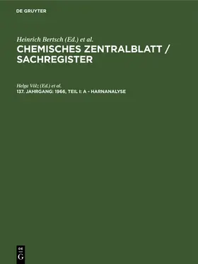 Weiske / Völz |  1966, Teil I: A - Harnanalyse | Buch |  Sack Fachmedien