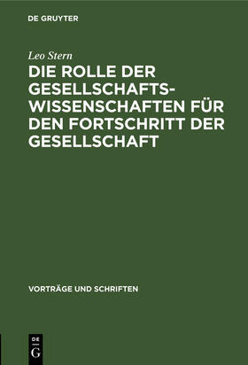 Stern |  Die Rolle der Gesellschaftswissenschaften für den Fortschritt der Gesellschaft | Buch |  Sack Fachmedien