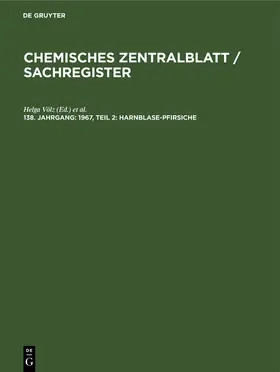 Weiske / Völz |  1967, Teil 2: Harnblase-Pfirsiche | Buch |  Sack Fachmedien