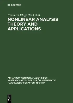 Kluge / Müller |  Nonlinear Analysis Theory and Applications | eBook | Sack Fachmedien