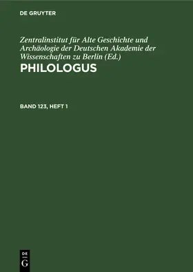  Philologus. Band 123, Heft 1 | eBook | Sack Fachmedien