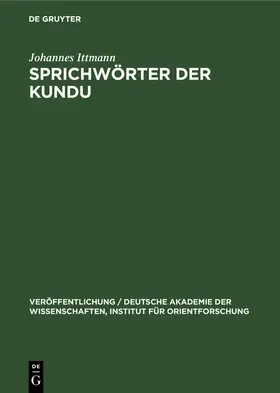 Ittmann |  Sprichwörter der Kundu | Buch |  Sack Fachmedien