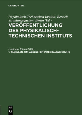 Kümmel |  Tabellen zur Abelschen Integralgleichung | Buch |  Sack Fachmedien