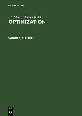 Elster |  Optimization. Volume 9, Number 1 | Buch |  Sack Fachmedien