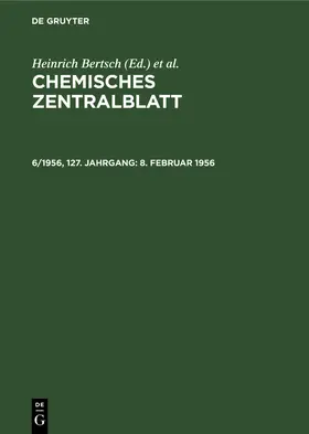 Bertsch / Pflücke / Klemm |  8. Februar 1956 | Buch |  Sack Fachmedien