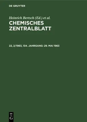 Bertsch / Pflücke / Klemm |  29. Mai 1963 | Buch |  Sack Fachmedien